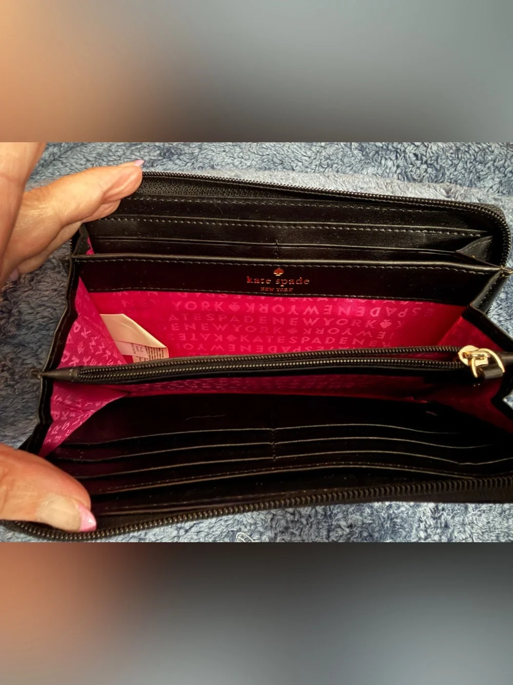 Kate spade Black Patent Dot Zip-Around Wallet